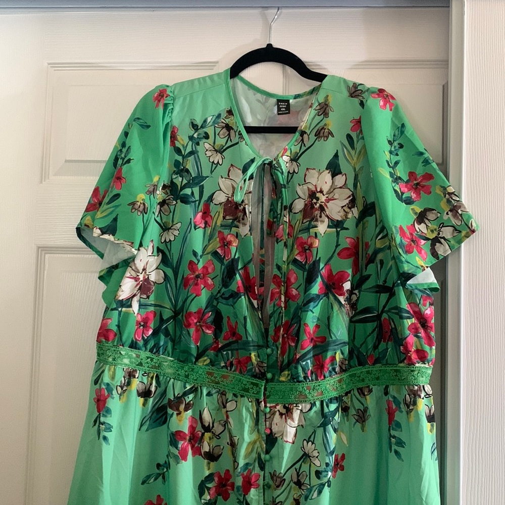Floral Asian Inspired Midi Dress